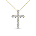 14K Solid Gold 0.15ctw Diamond Cross Pendants