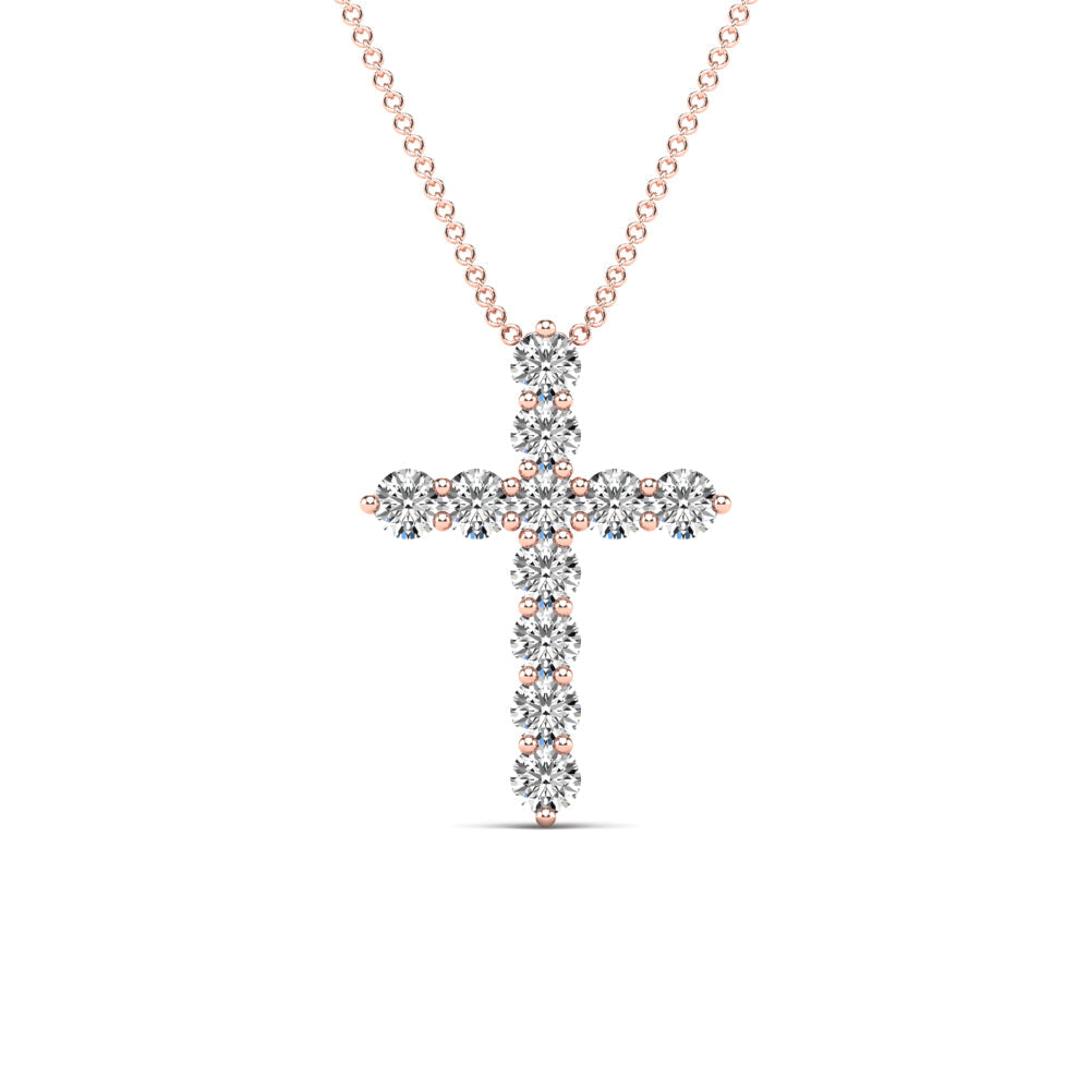 14K Solid Gold 0.46ctw Diamond Cross Pendants