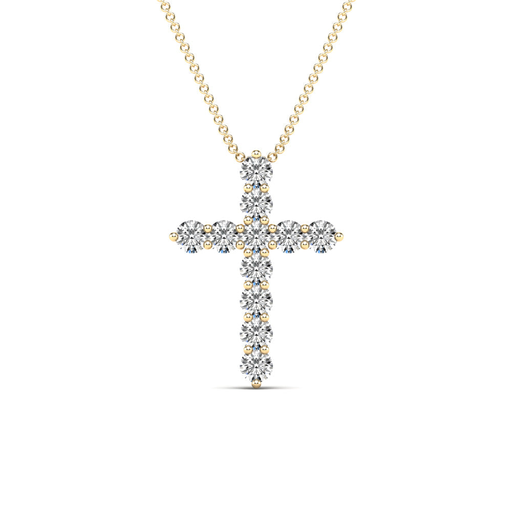 14K Solid Gold 0.46ctw Diamond Cross Pendants