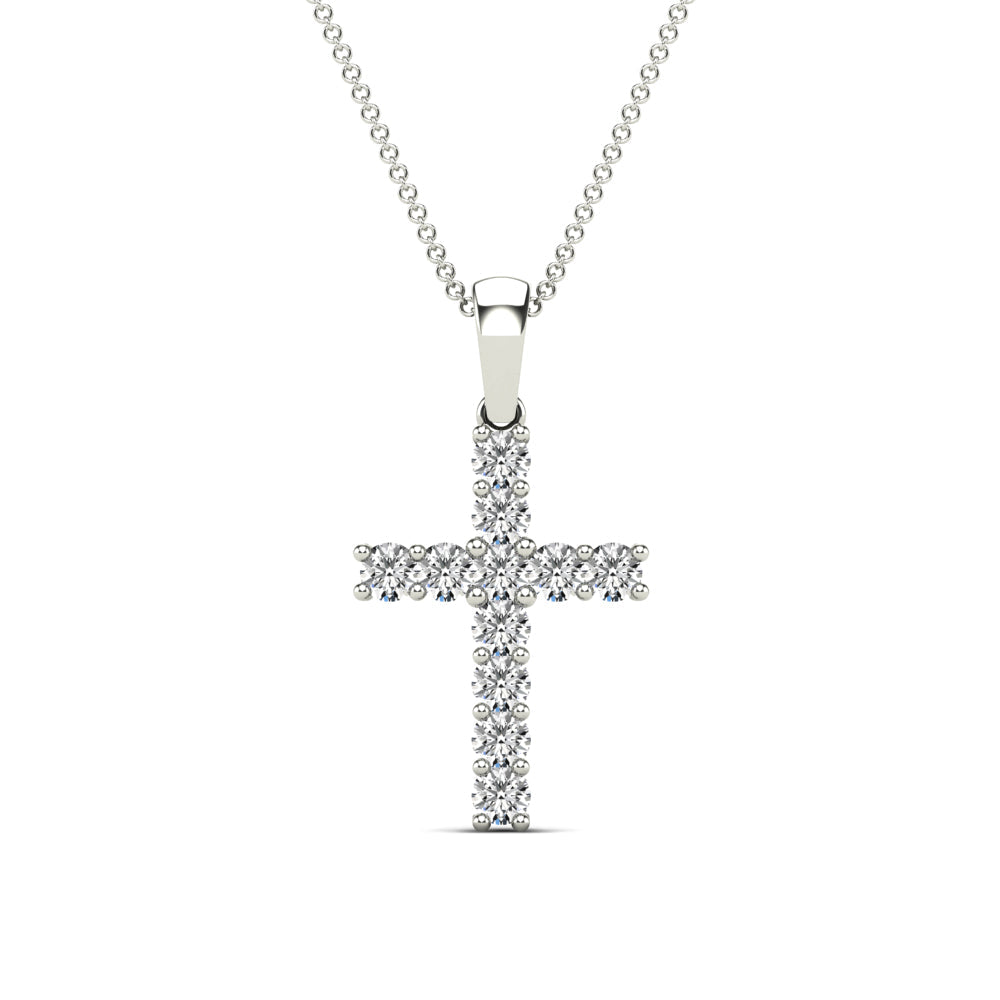 14K Solid Gold 0.44ctw Diamond Cross Pendants