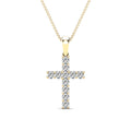 14K Solid Gold 0.44ctw Diamond Cross Pendants