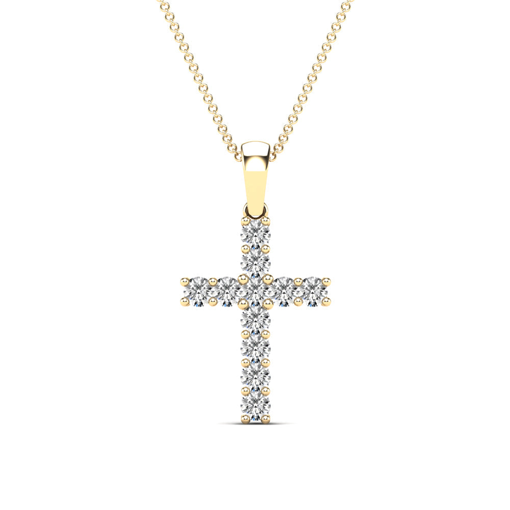 14K Solid Gold 0.44ctw Diamond Cross Pendants