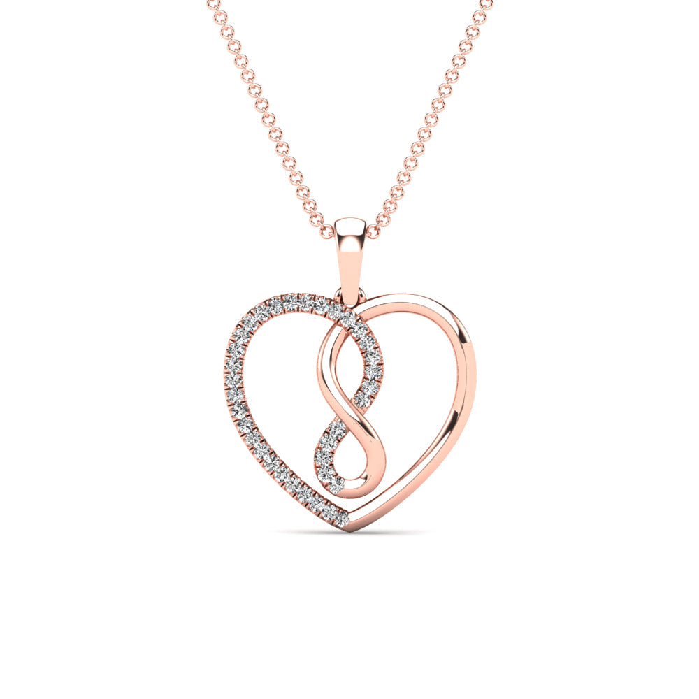 14K Solid Gold 0.12ctw Diamond Heart Pendant