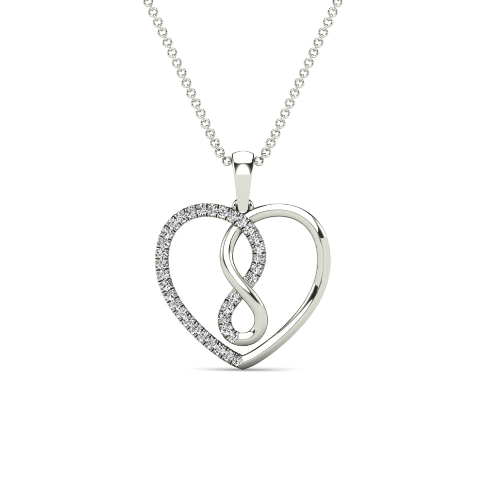 14K Solid Gold 0.12ctw Diamond Heart Pendant