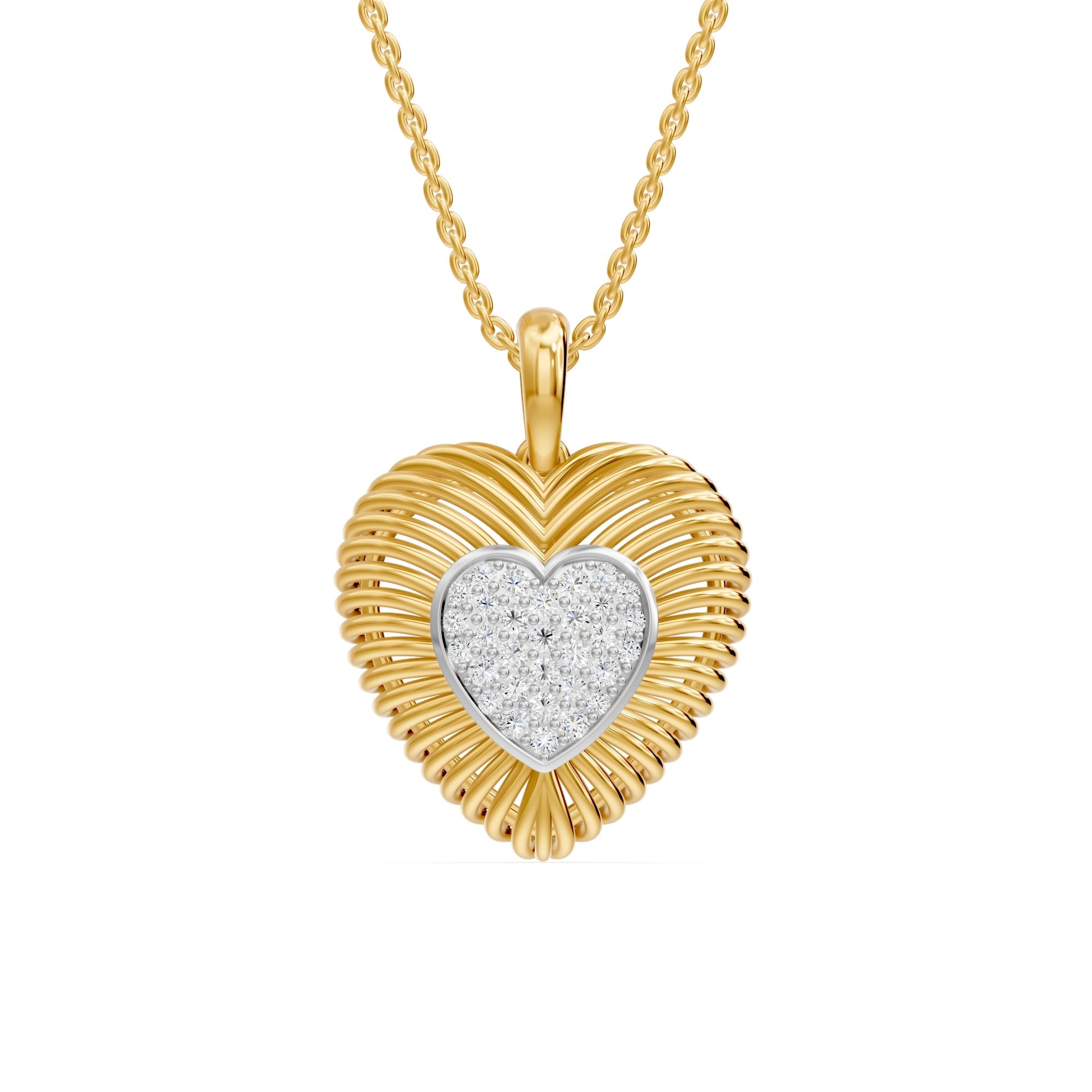 14K Solid Gold  0.15ctw Heart Lab Grown Diamond Pendants