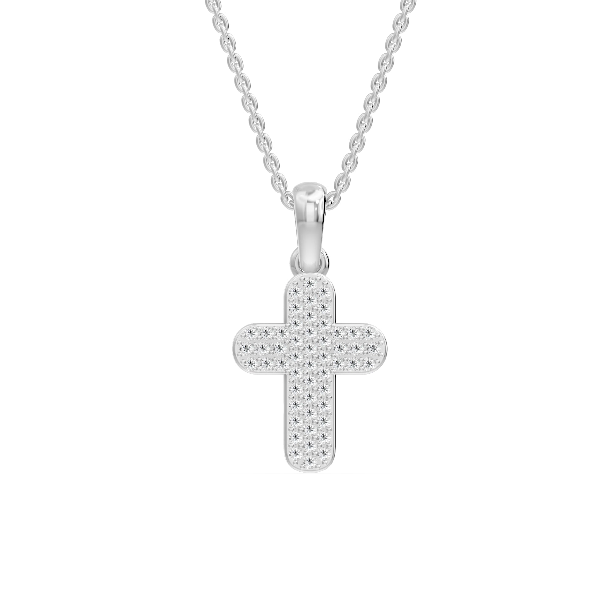 14K Solid Gold  0.13ctw Cross Lab Grown Diamond Pendants
