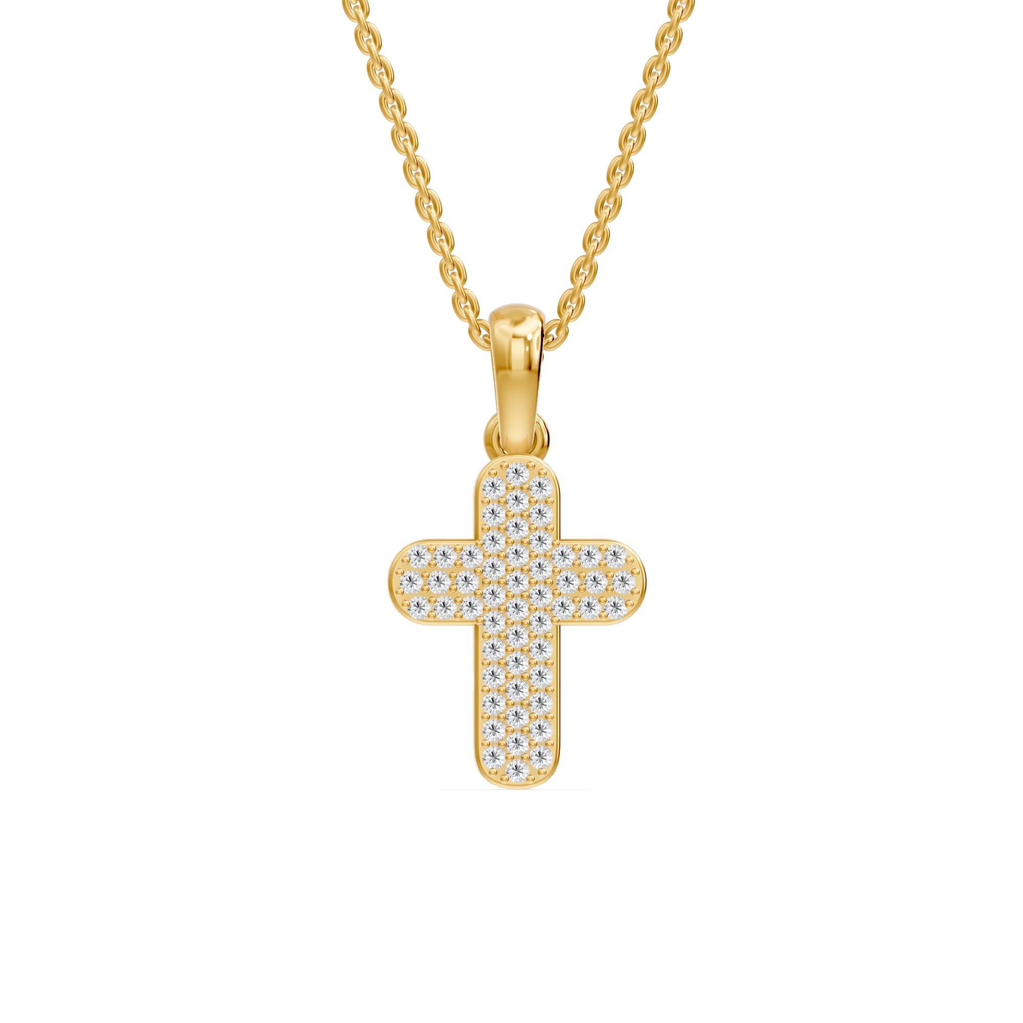 14K Solid Gold  0.13ctw Cross Lab Grown Diamond Pendants