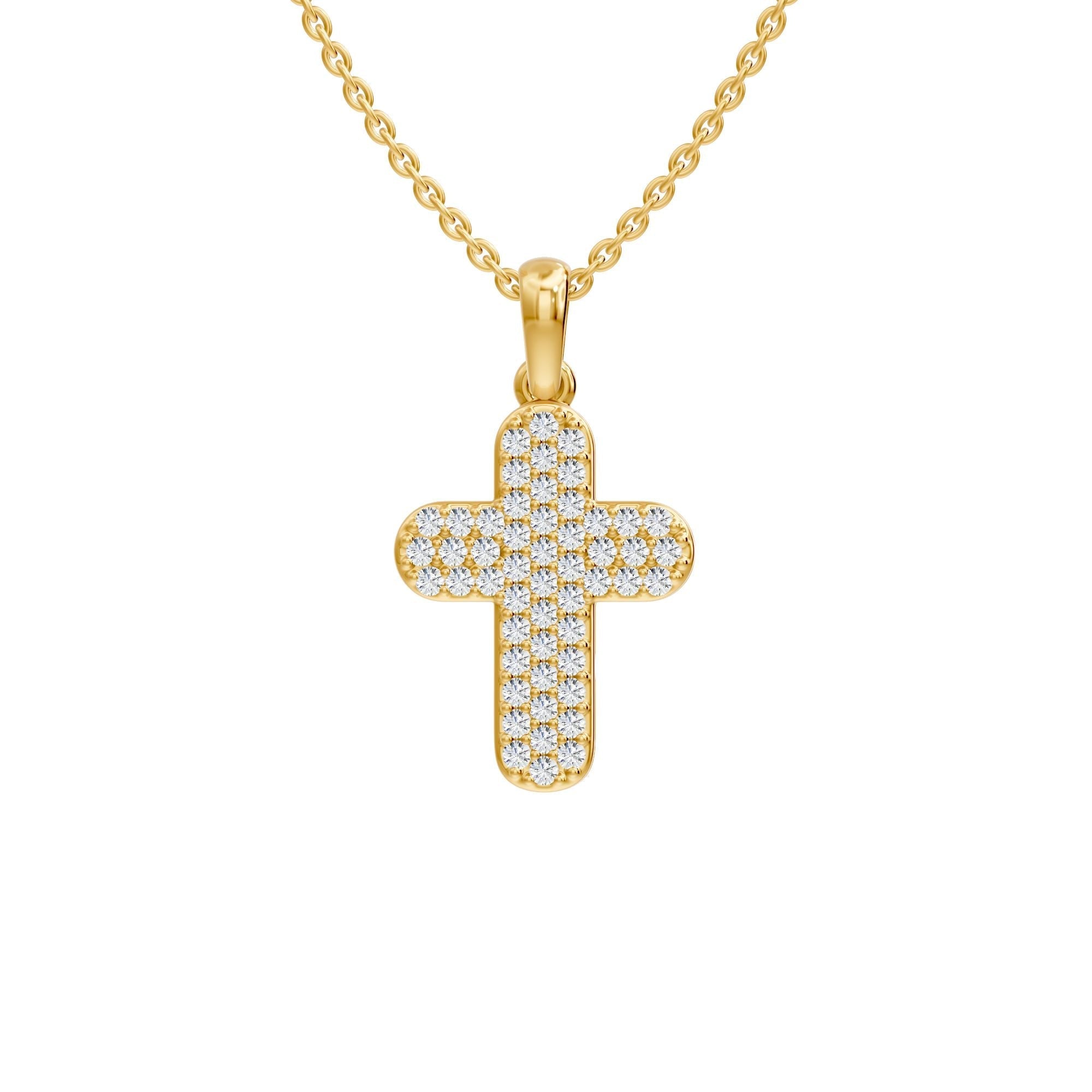 14K Solid Gold  0.22ctw Cross Lab Grown Diamond Pendants