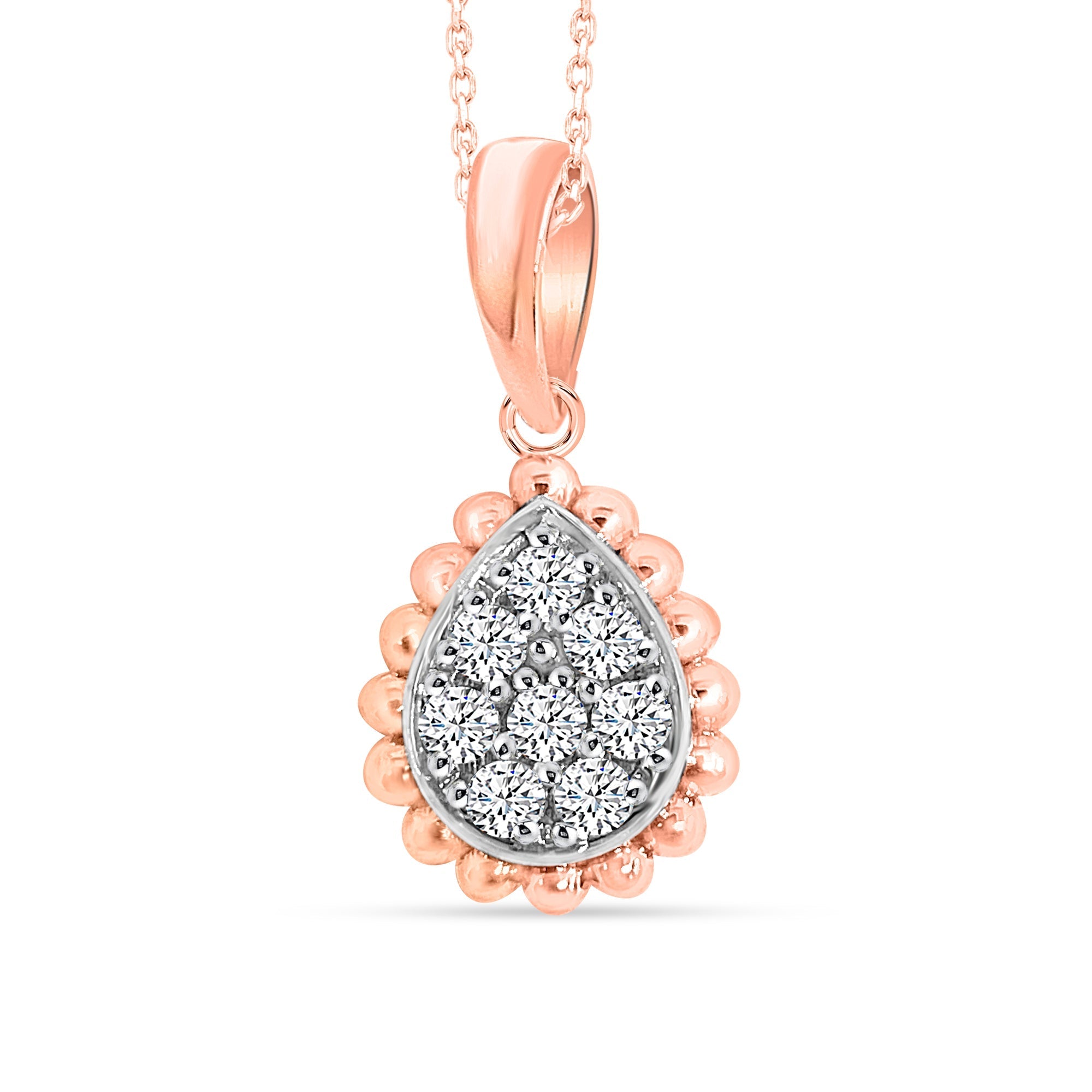 14K Solid Gold 0.35ctw Diamond Tear Drop Pendants
