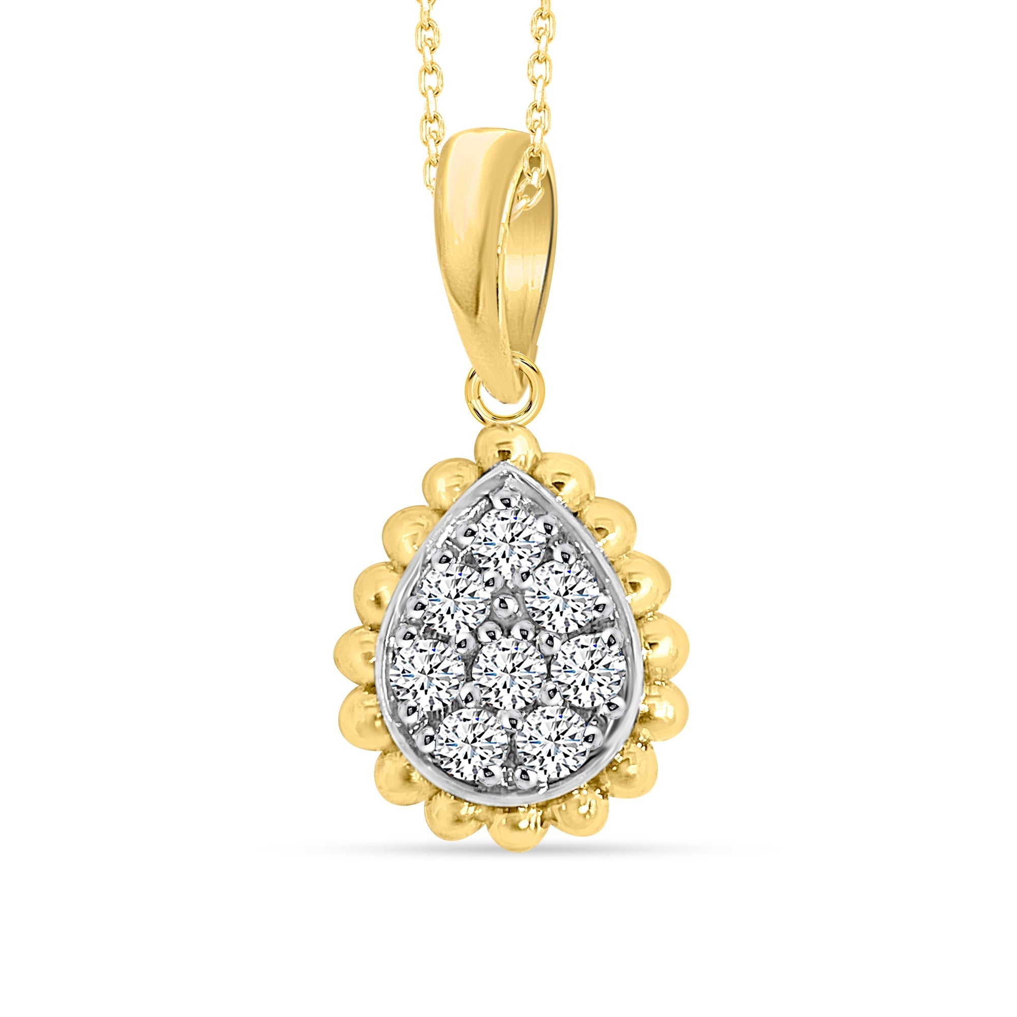 14K Solid Gold 0.35ctw Diamond Tear Drop Pendants
