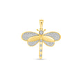 14K Solid Gold  0.32ctw Diamond Dragonfly Pendants