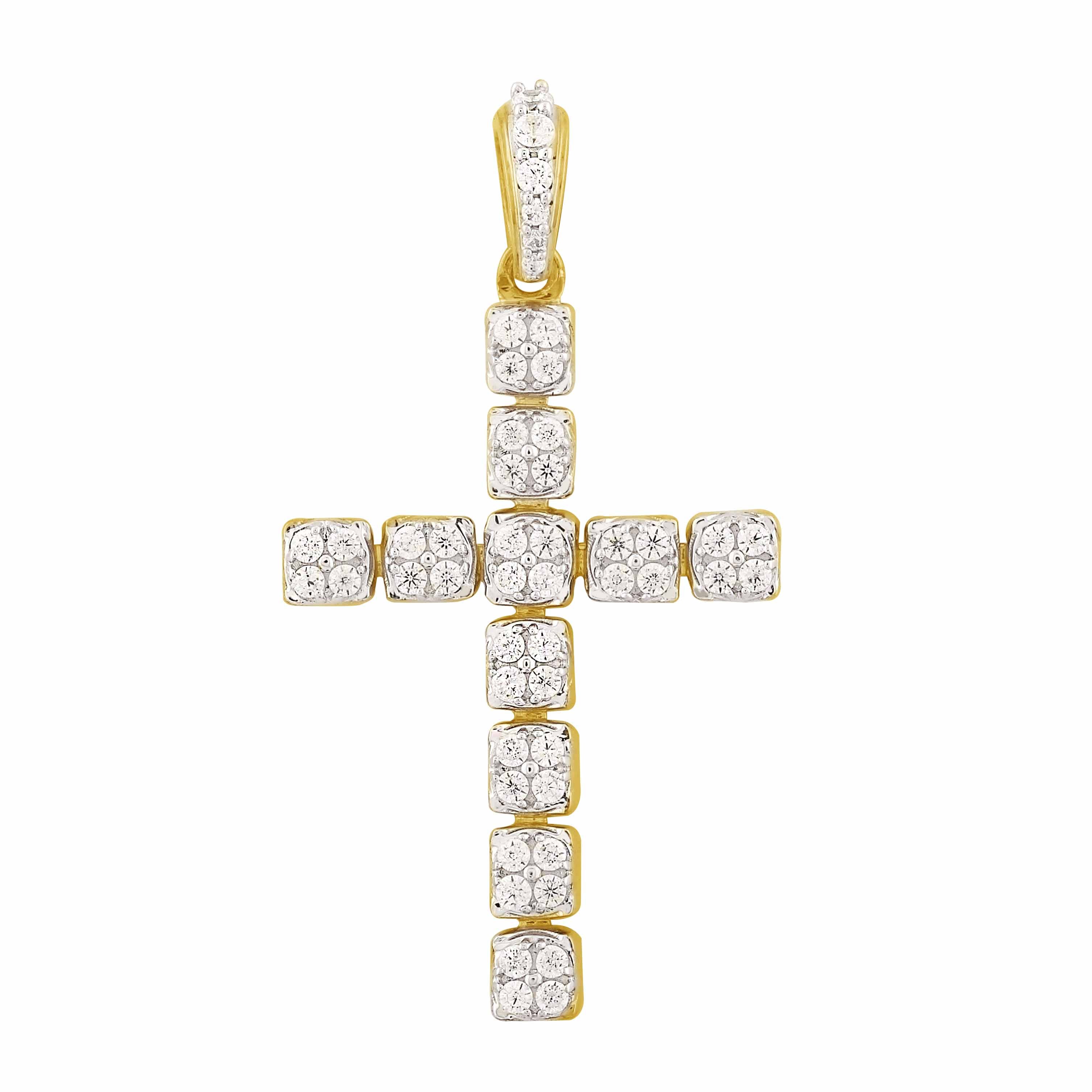14K Solid Gold  0.29ctw Diamond Cross Pendants