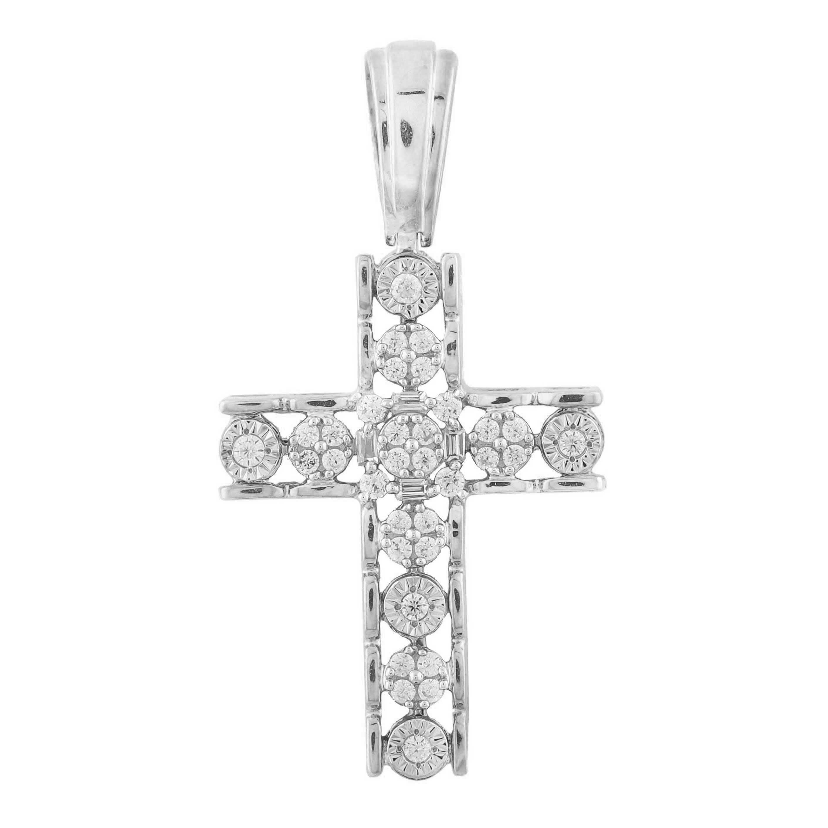 14K Solid Gold  0.22ctw Diamond Cross Pendants