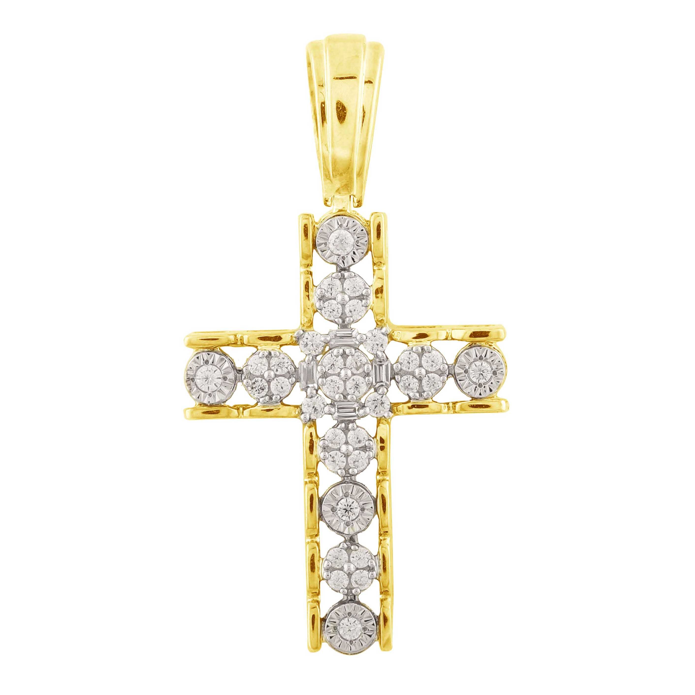14K Solid Gold  0.22ctw Diamond Cross Pendants