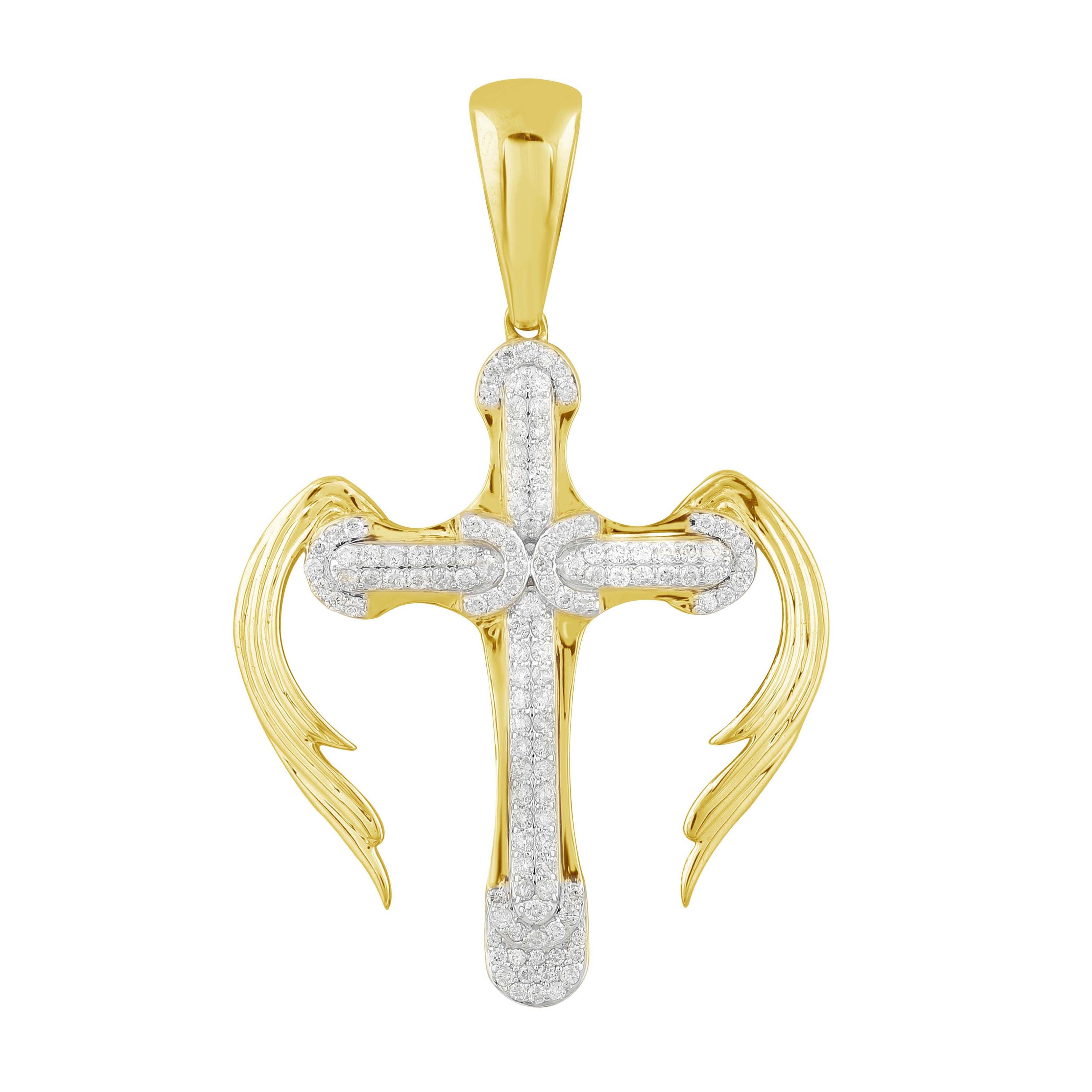 14K Solid Gold  0.78ctw Diamond Cross Pendants