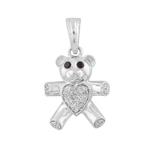 14K Solid Gold  0.09ctw Diamond Teddy Bear Pendants
