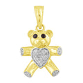14K Solid Gold  0.09ctw Diamond Teddy Bear Pendants