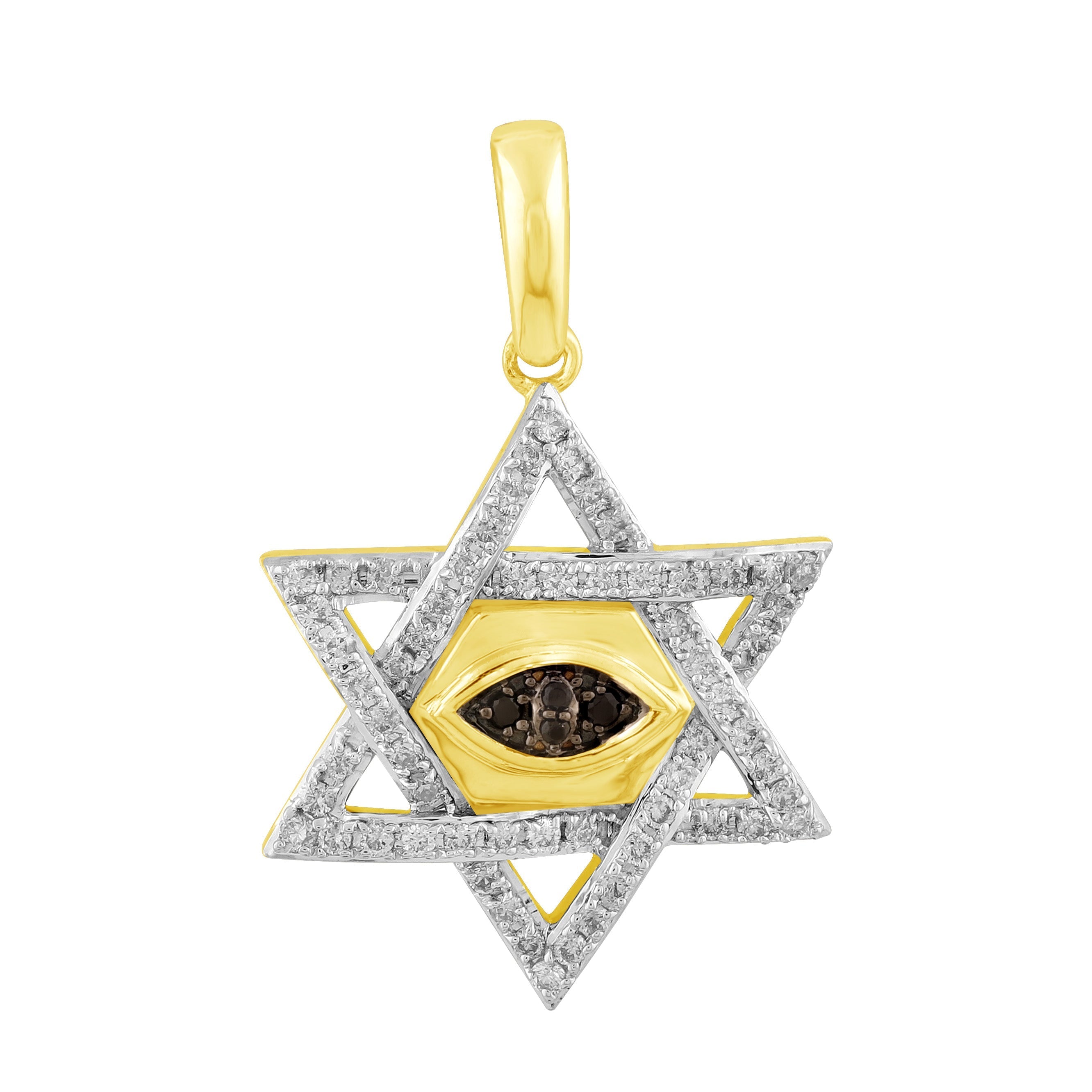 14K Solid Gold  0.33ctw Diamond evil eye star Pendants