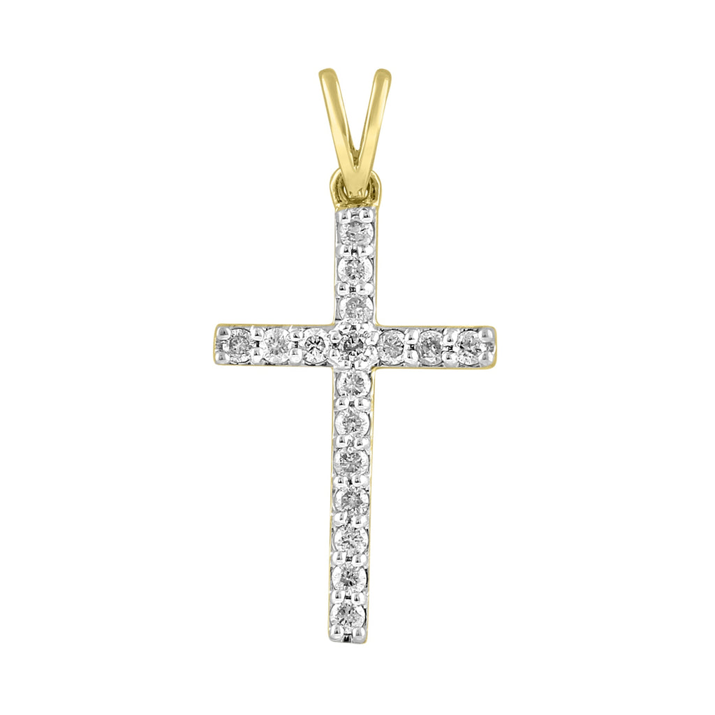 14K Solid Gold 0.26ctw Diamond Cross Pendants