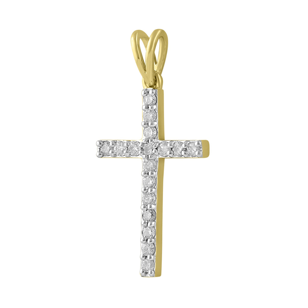 14K Solid Gold 0.26ctw Diamond Cross Pendants