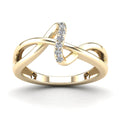 10K Solid Gold 0.11ctw Diamond Twisted Shape Womens Ring