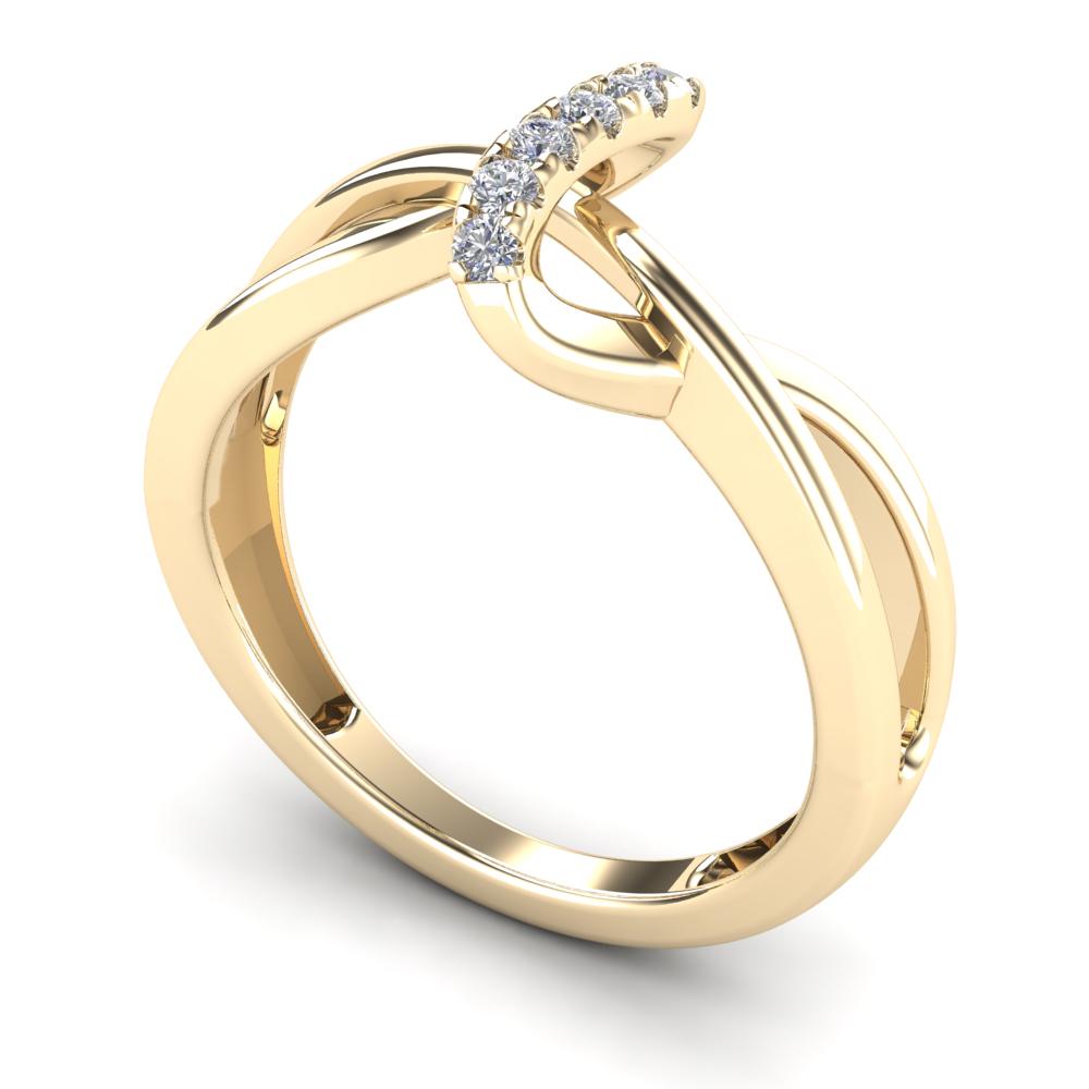 10K Solid Gold 0.11ctw Diamond Twisted Shape Womens Ring