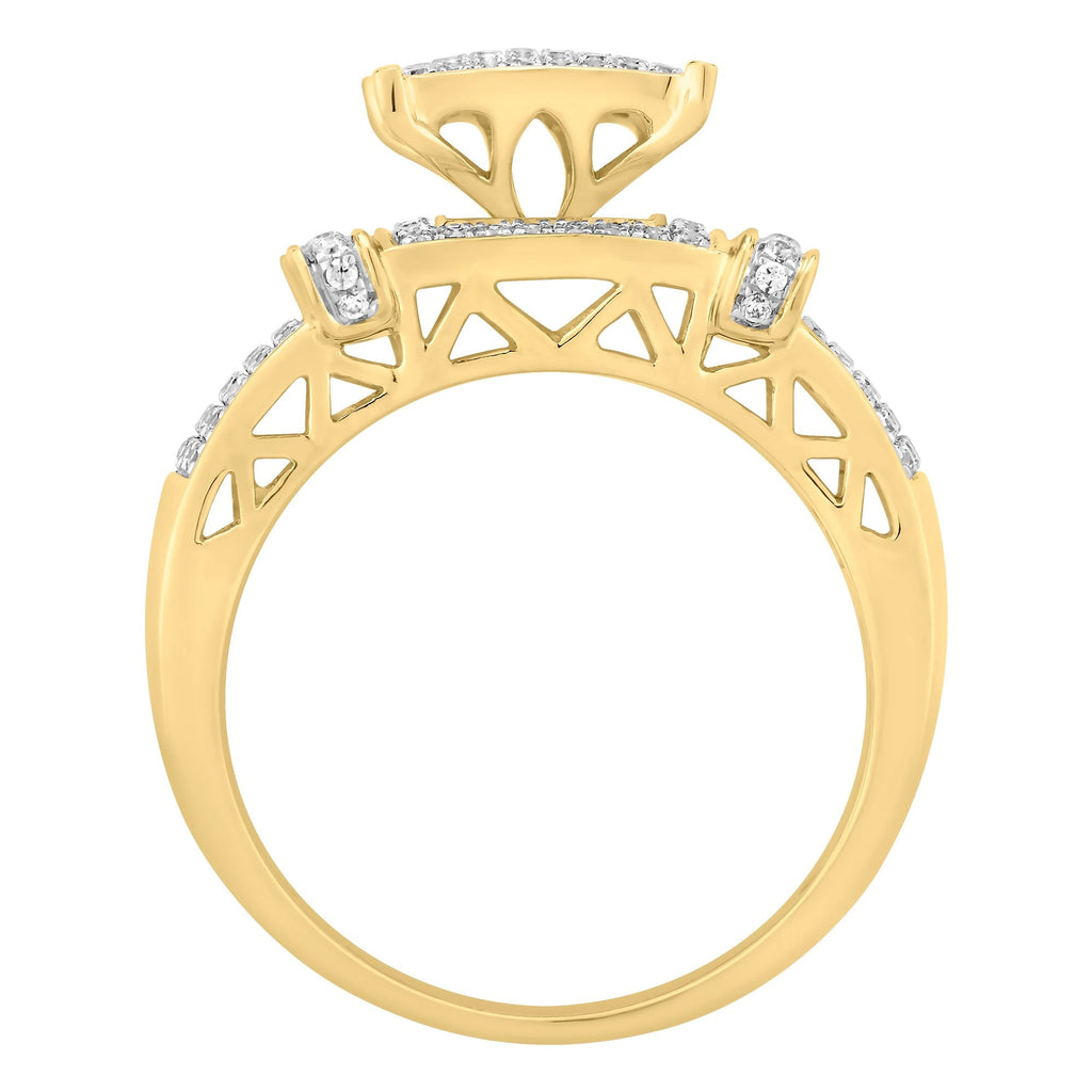 10K Solid Gold 0.60ctw Micro Pave Diamond Square Head Engagement Ring