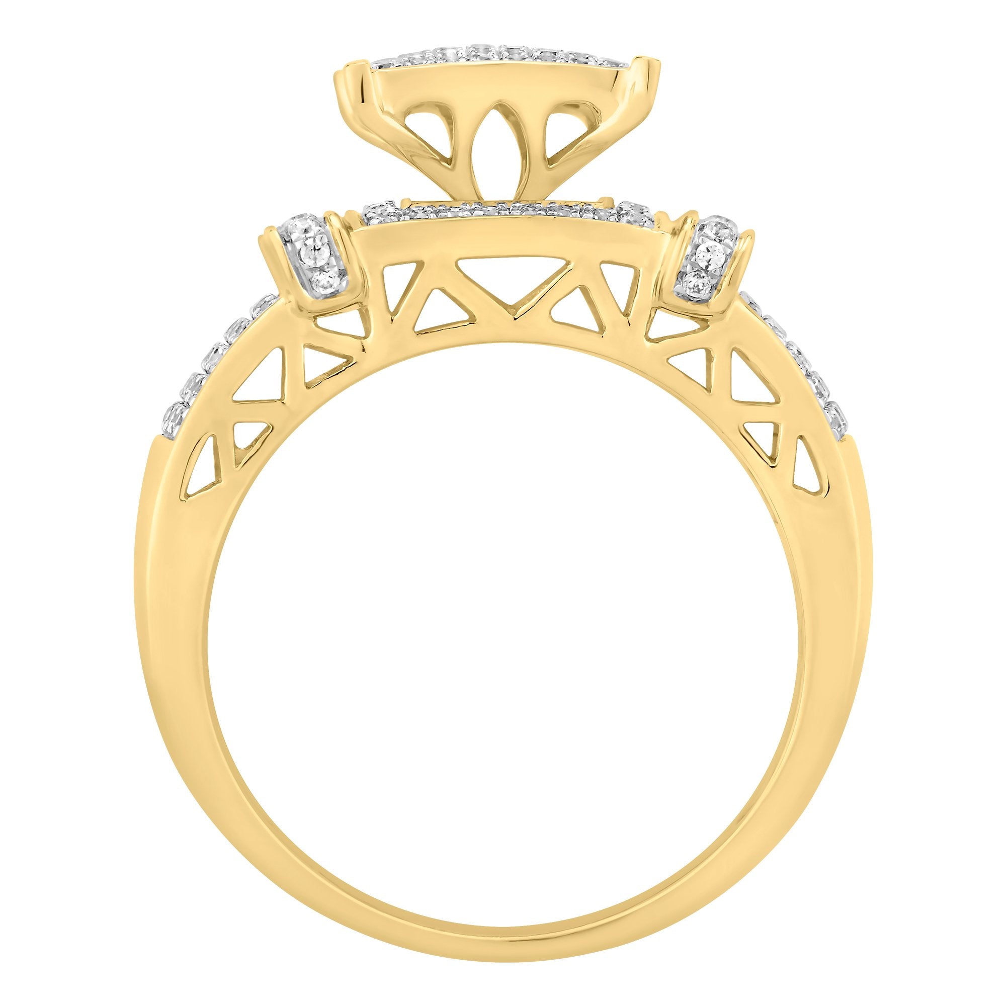 10K Solid Gold 0.60ctw Micro Pave Diamond Square Head Engagement Ring