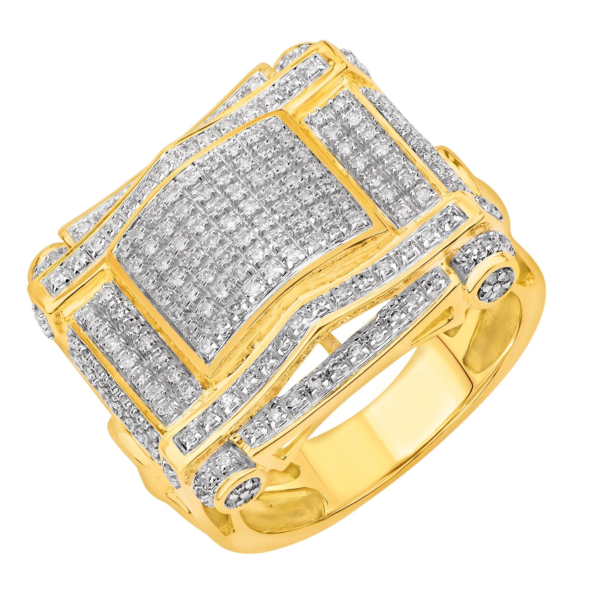 10K Solid Gold 0.72ctw Micro-pave Diamond Men's Ring