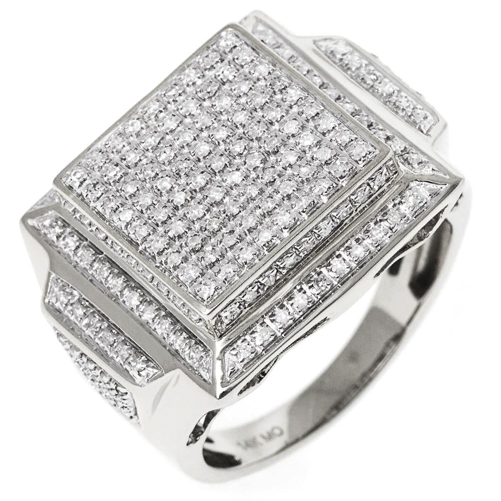 14K Solid Gold 0.67ctw Diamond Men's Paved Right Hand Ring