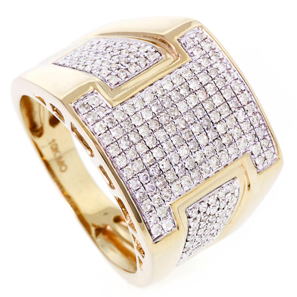 10K Solid Gold 1.10ctw Diamond Men's Right Hand Ring