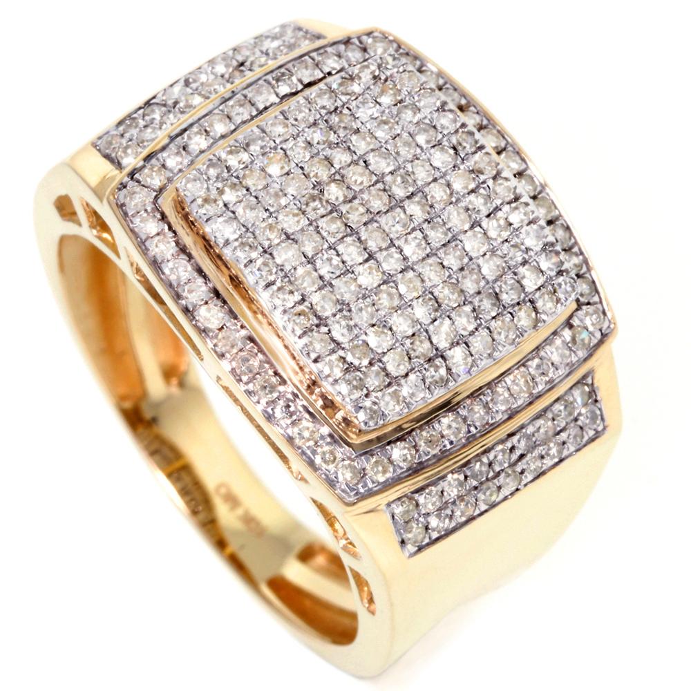 Diamond Men's Right Hand Ring in 10K Solid Gold(1.09ctw )