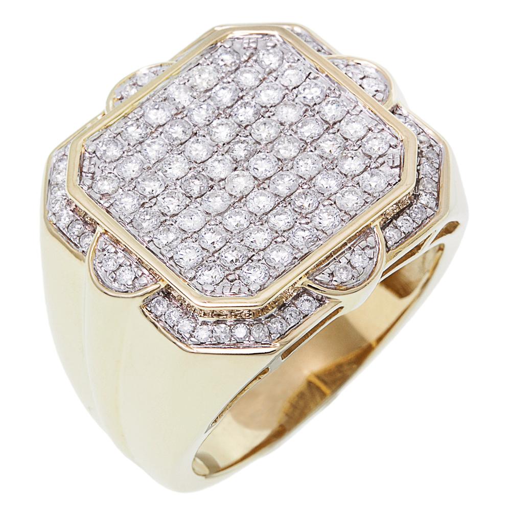 Round Diamond Mens Ring in 14K Solid Gold (1.55ctw)