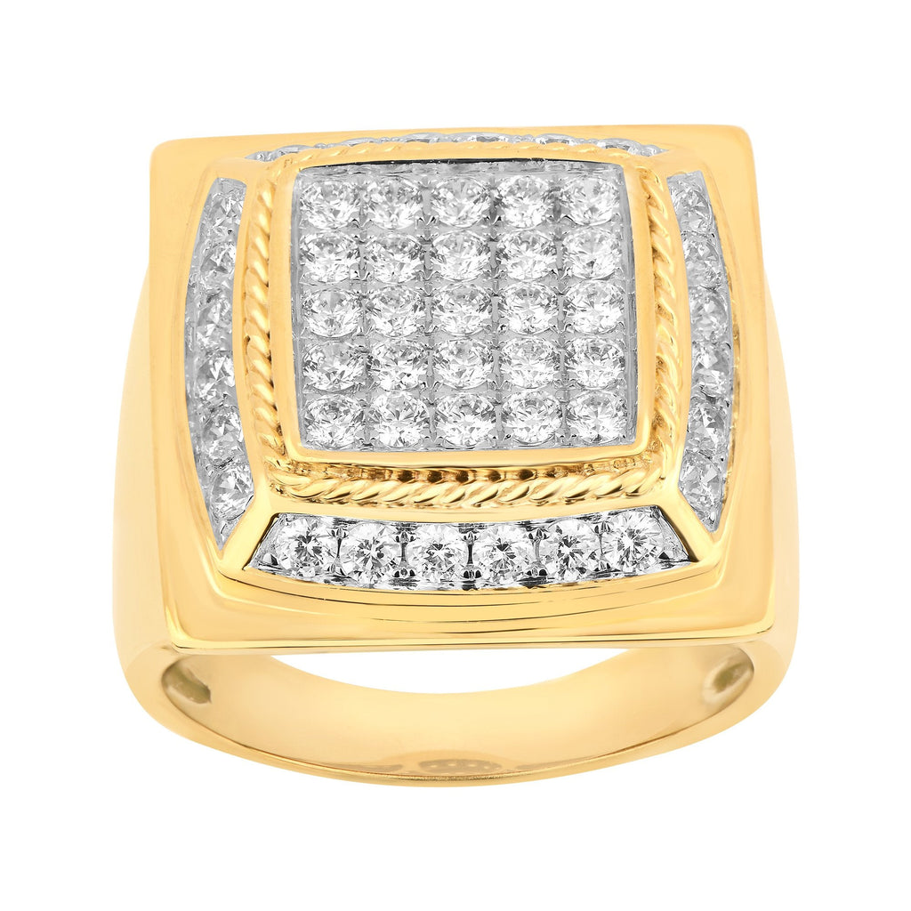 14K Solid Gold 1.91ctw Diamond Mens Ring