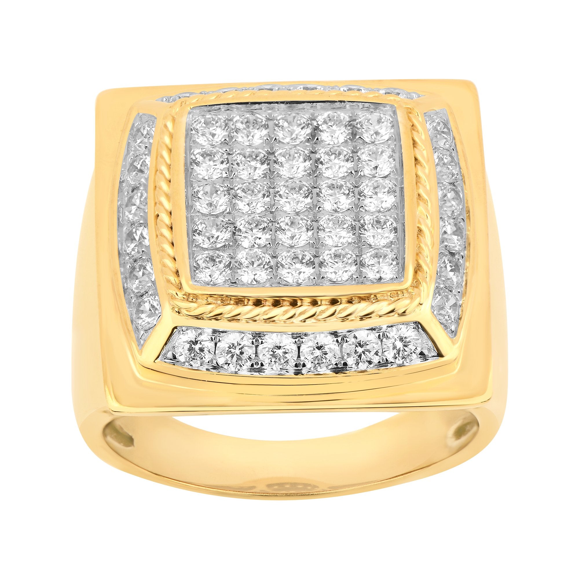 14K Solid Gold 1.91ctw Diamond Mens Ring