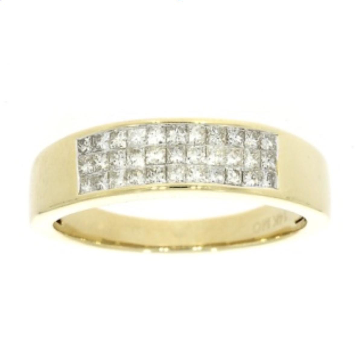 14K Solid Gold 0.78ctw Princess Diamond Wedding Band Ring