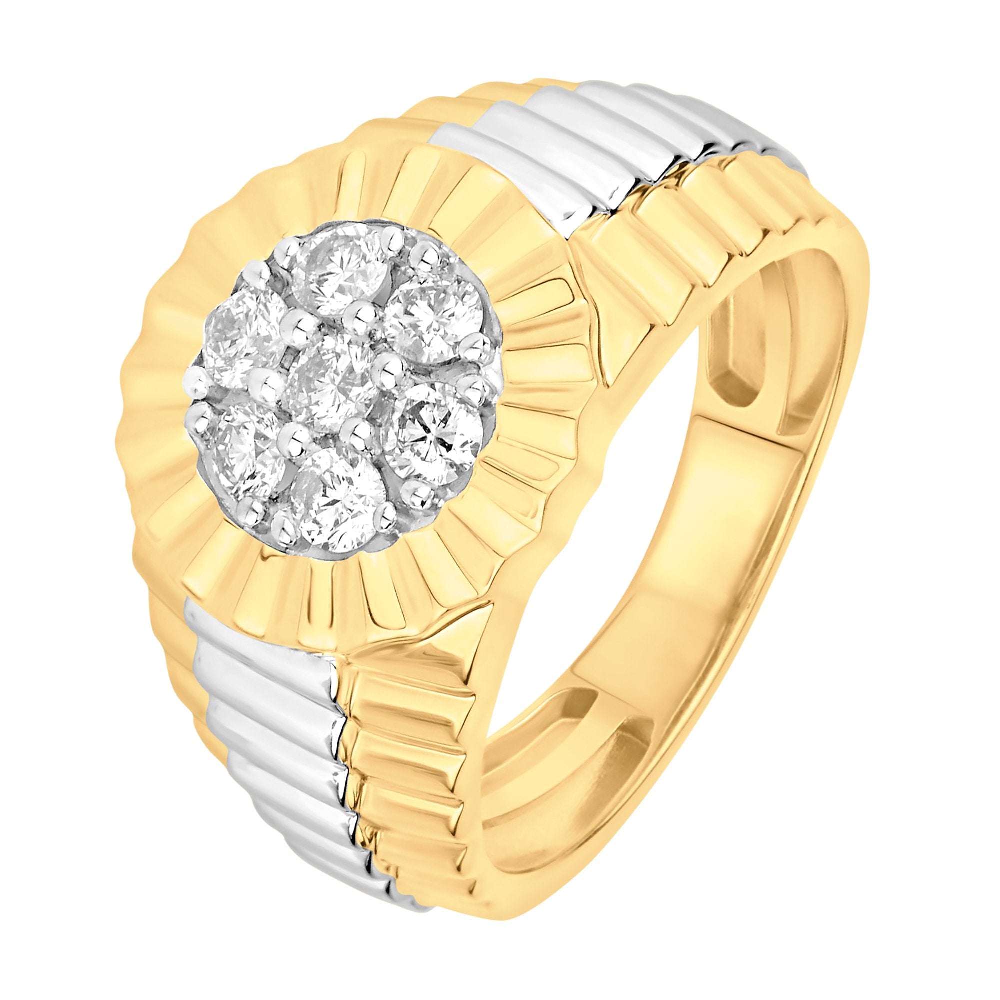14K Solid Gold 0.77ctw Diamond Mens Ring