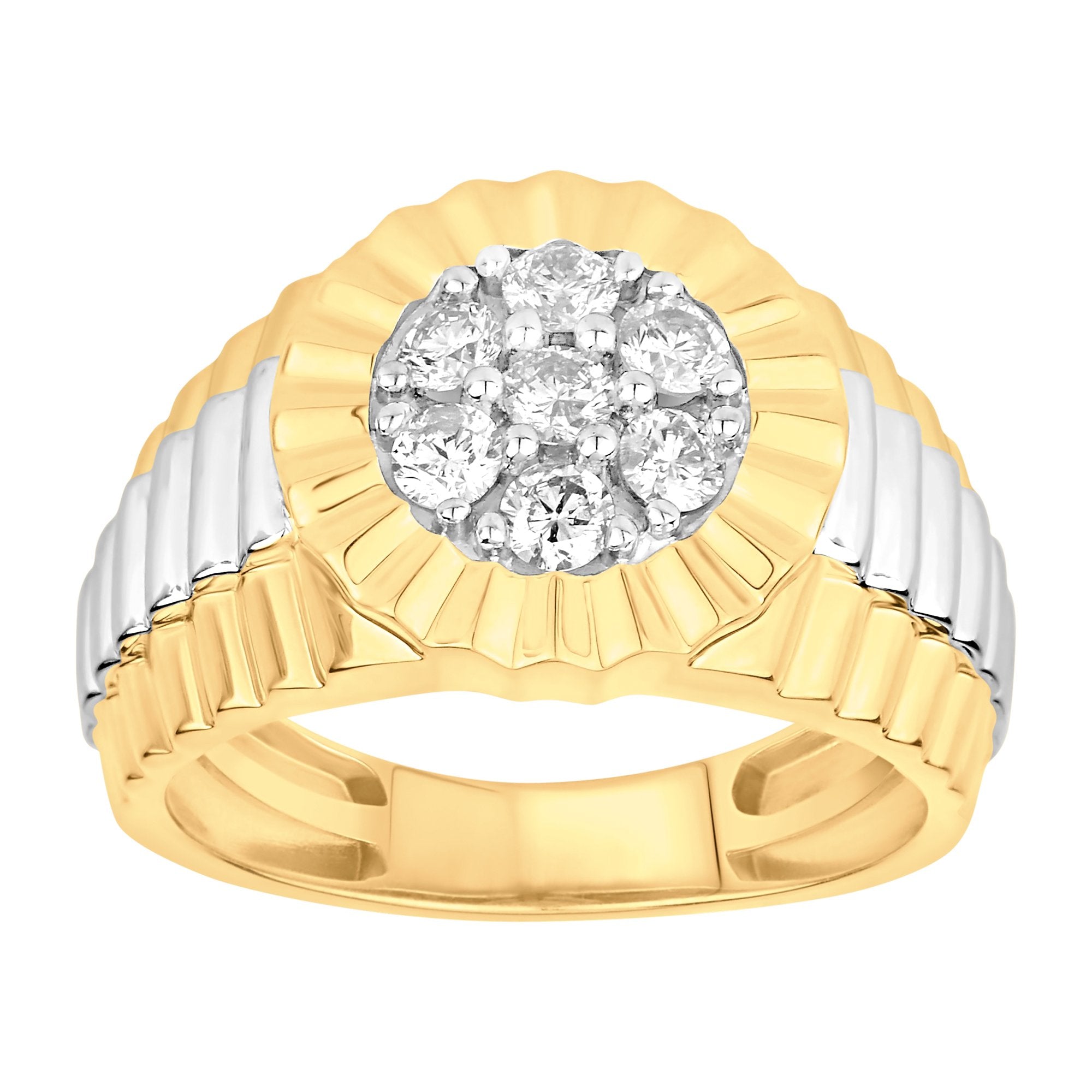 14K Solid Gold 0.77ctw Diamond Mens Ring