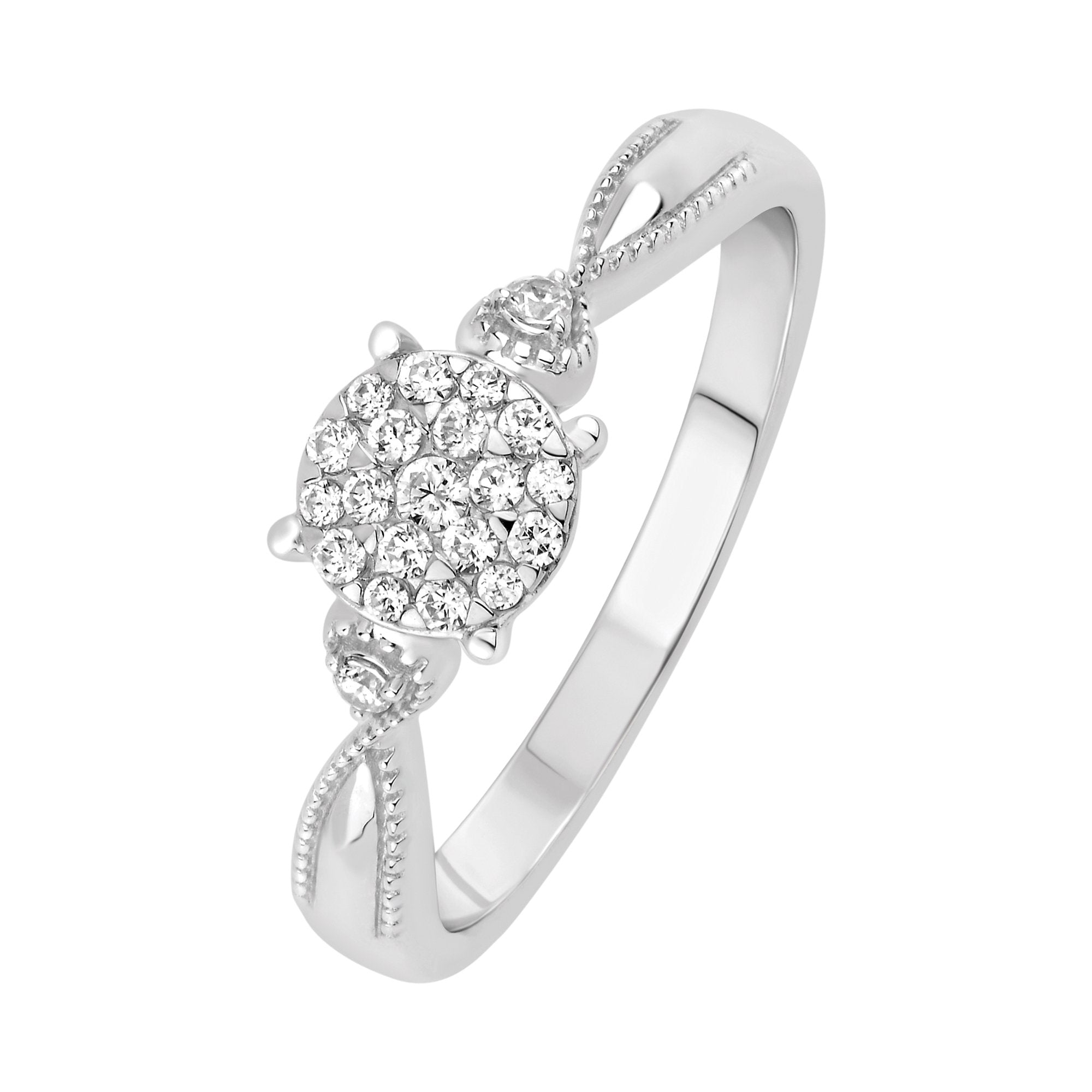 14K Solid Gold 0.20ctw Diamond Twist Engagement Ring