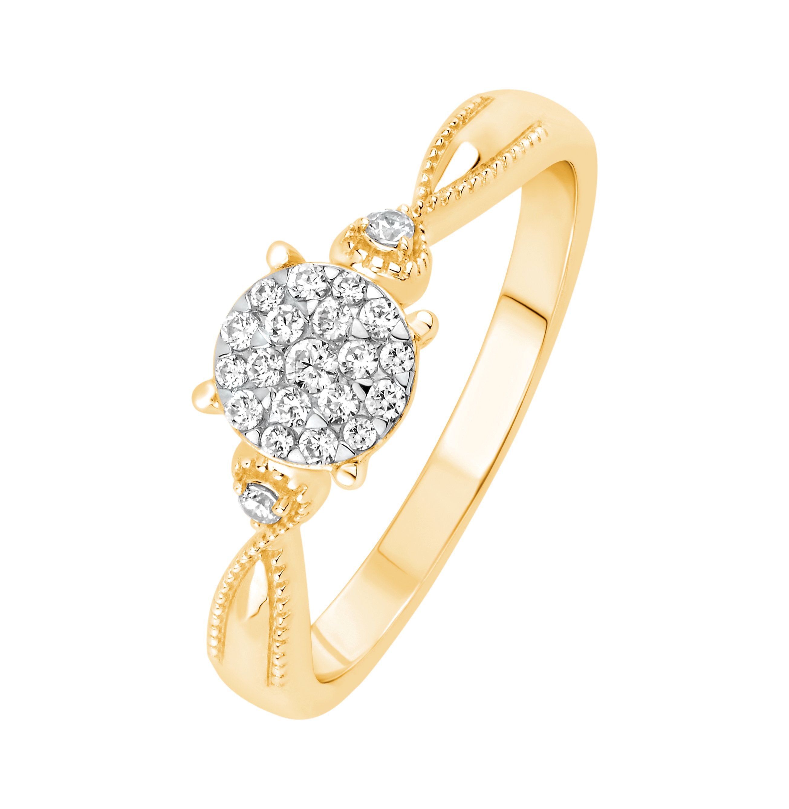 14K Solid Gold 0.20ctw Diamond Twist Engagement Ring