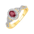 14K Solid Gold 0.76ctw Ruby & Diamond Oval Halo Womens Ring