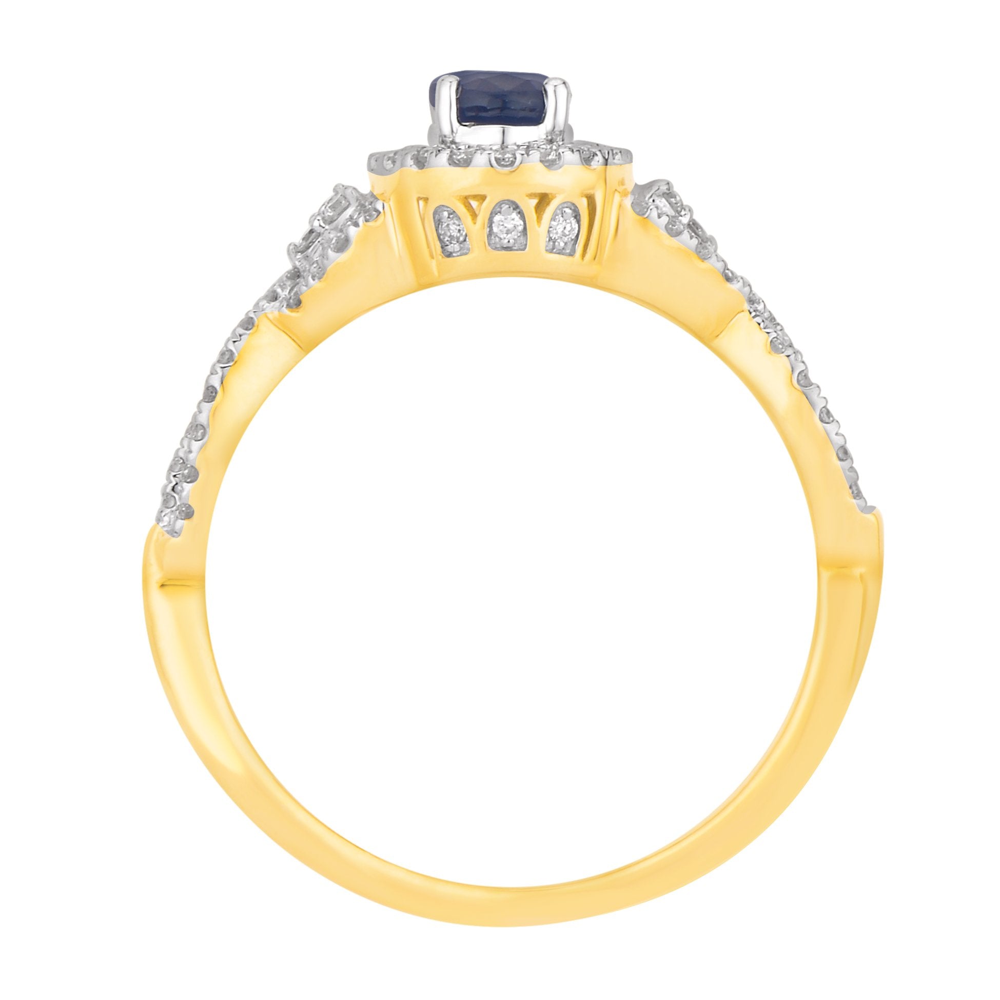 14K Solid Gold 0.84ctw Sapphire & Diamond Oval Halo Womens Ring