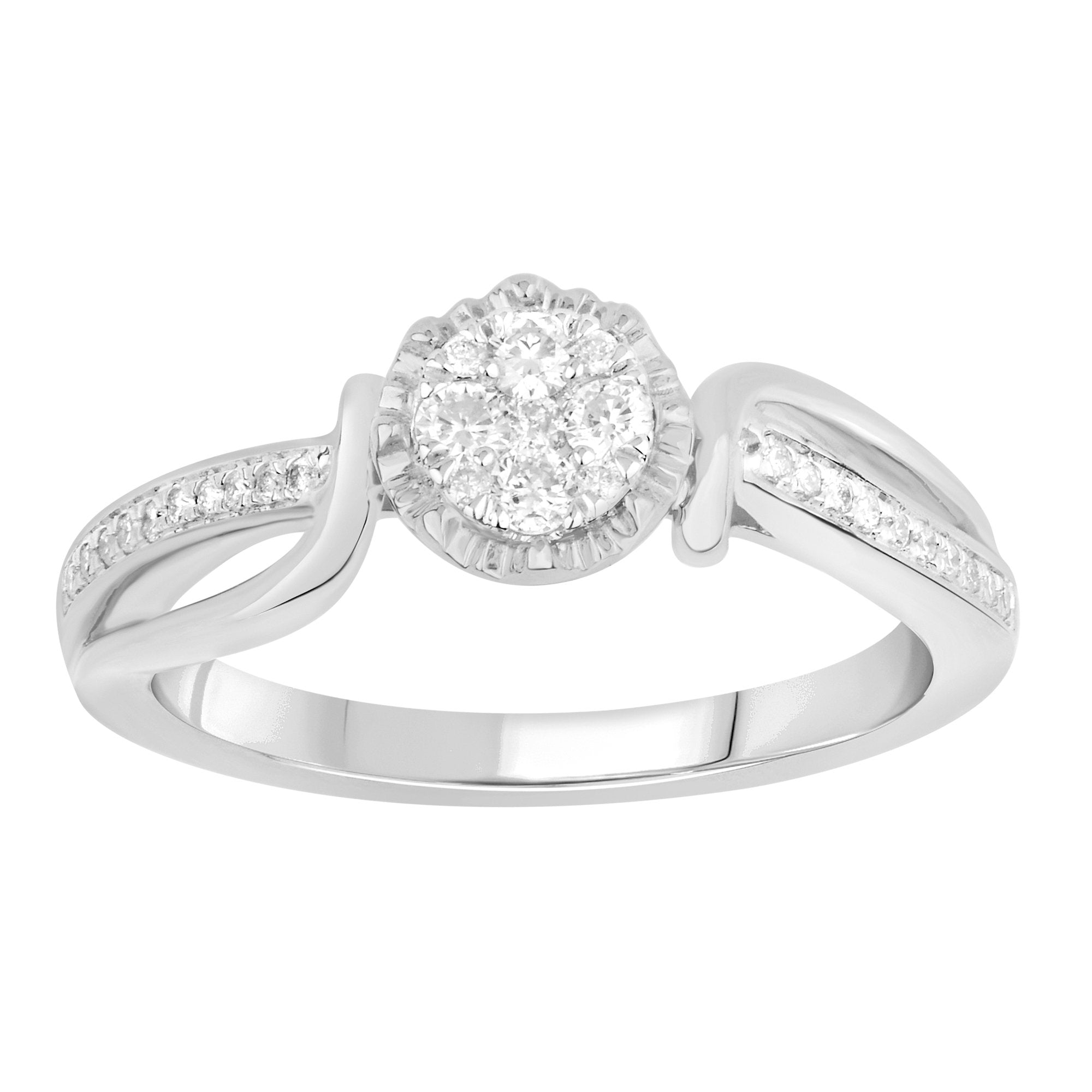 14K Solid Gold 0.23ctw Diamond Womens Engagement Ring