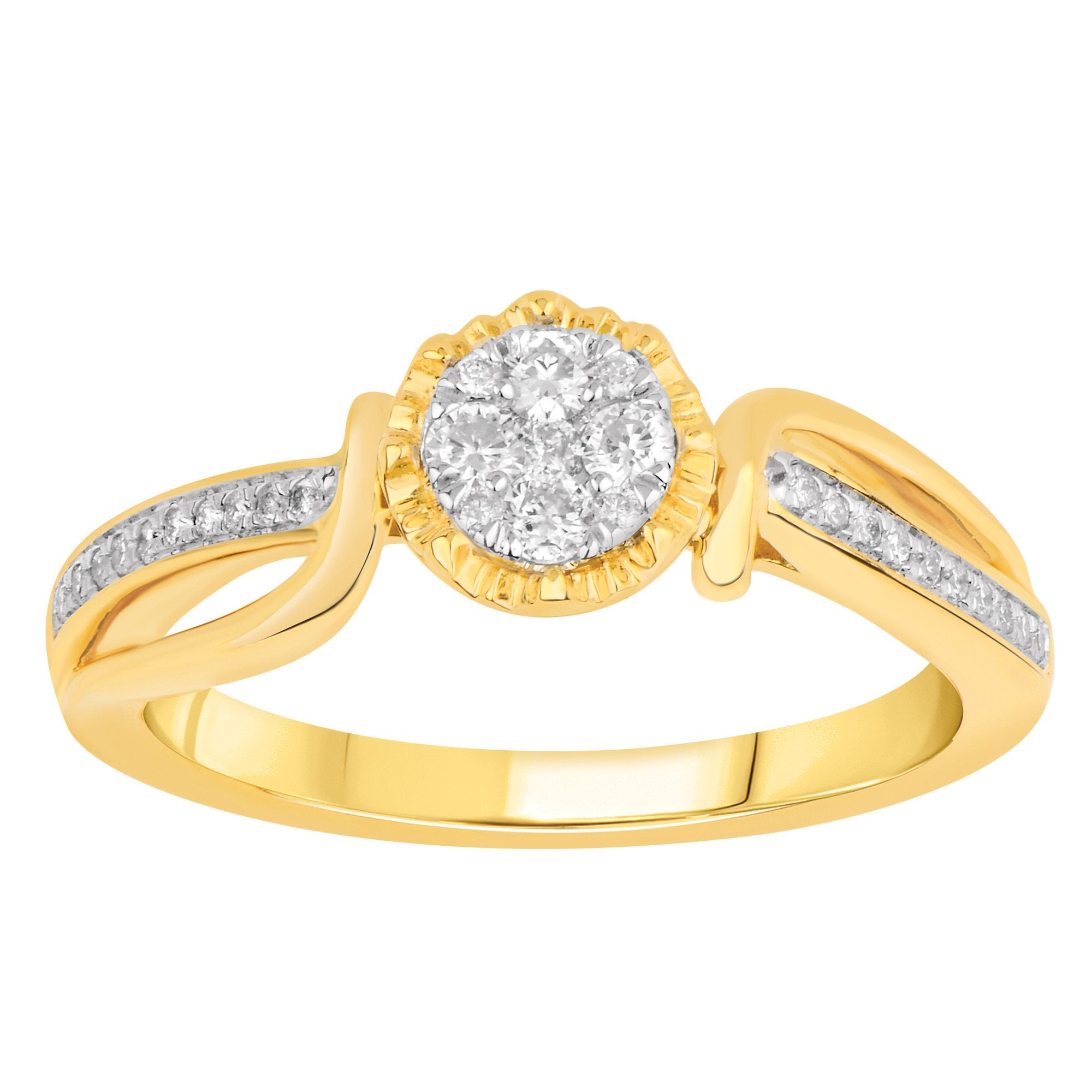 14K Solid Gold 0.23ctw Diamond Womens Engagement Ring