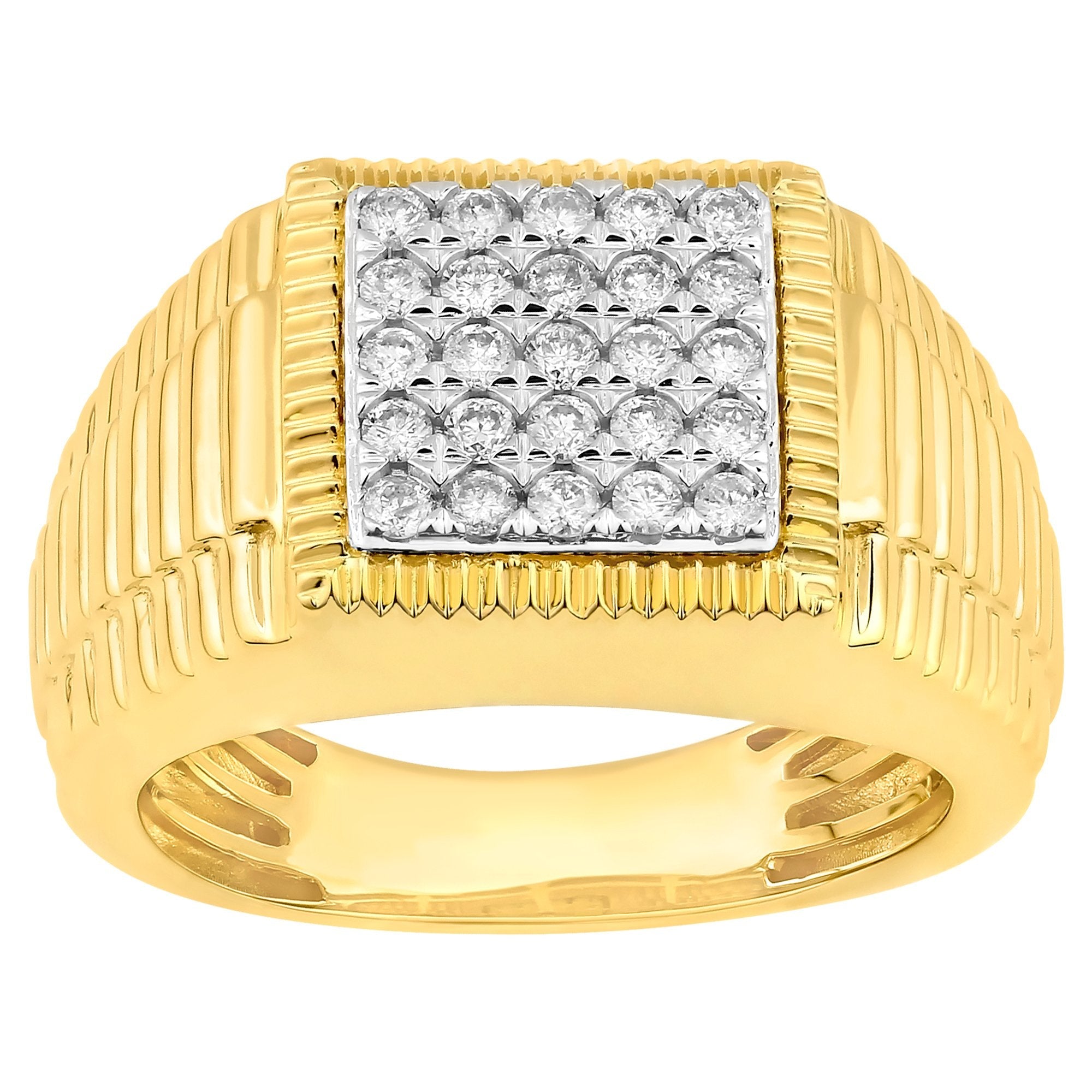 14K Solid Gold 0.47ctw Diamond Mens Rings