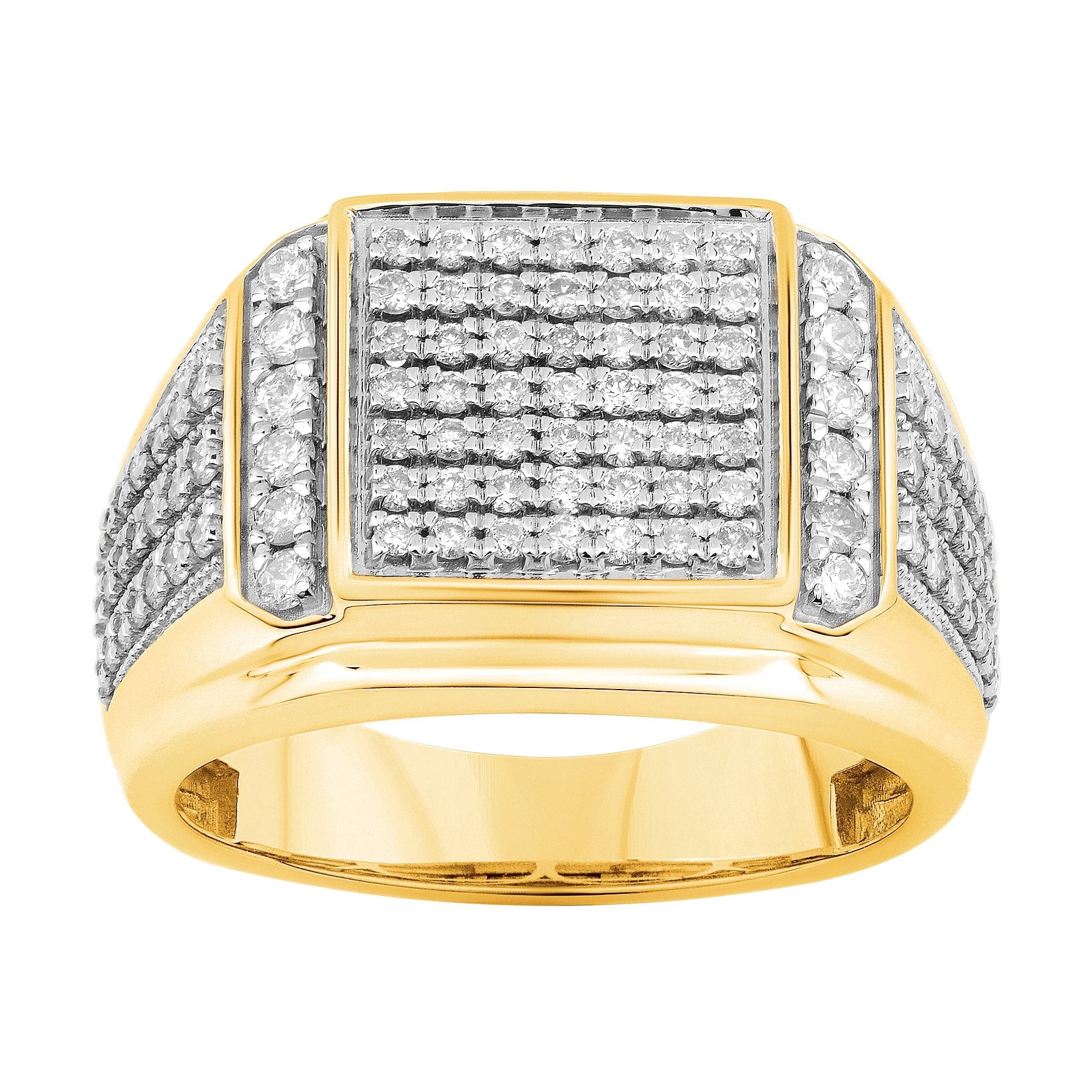 14K Solid Gold 1.03ctw Diamond Mens Rings