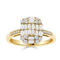 14K Solid Gold 0.51ctw Baguette & Round Brilliant Diamond Engagement Ring