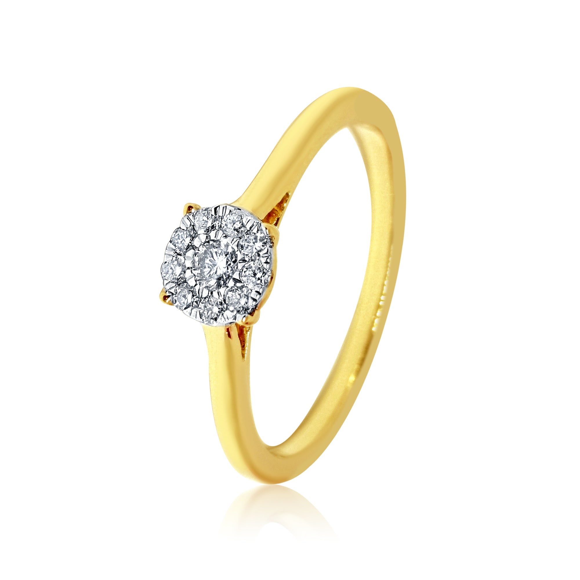 14K Solid Gold 0.15ctw Round Brilliant Diamond Cluster Engagement Ring