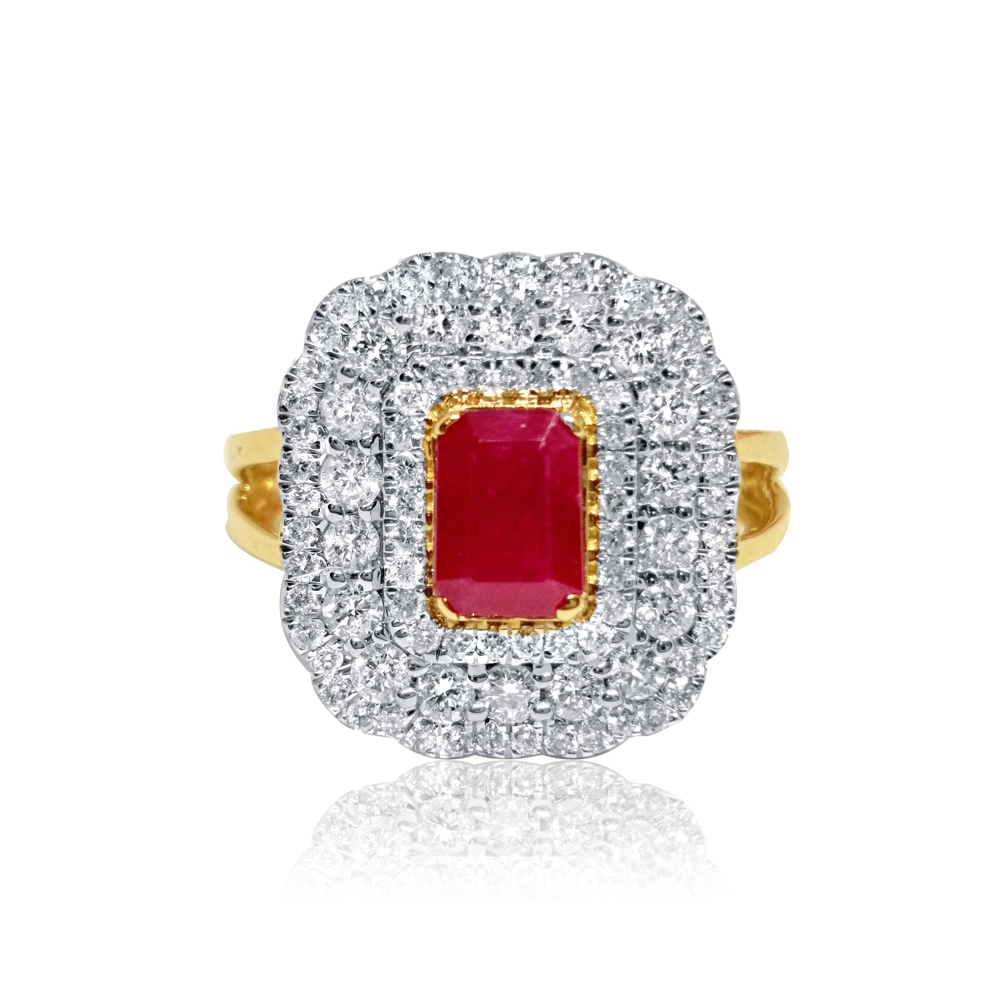 14K Solid Gold  2.11ctw Diamond with Gem Stone Womens Rings