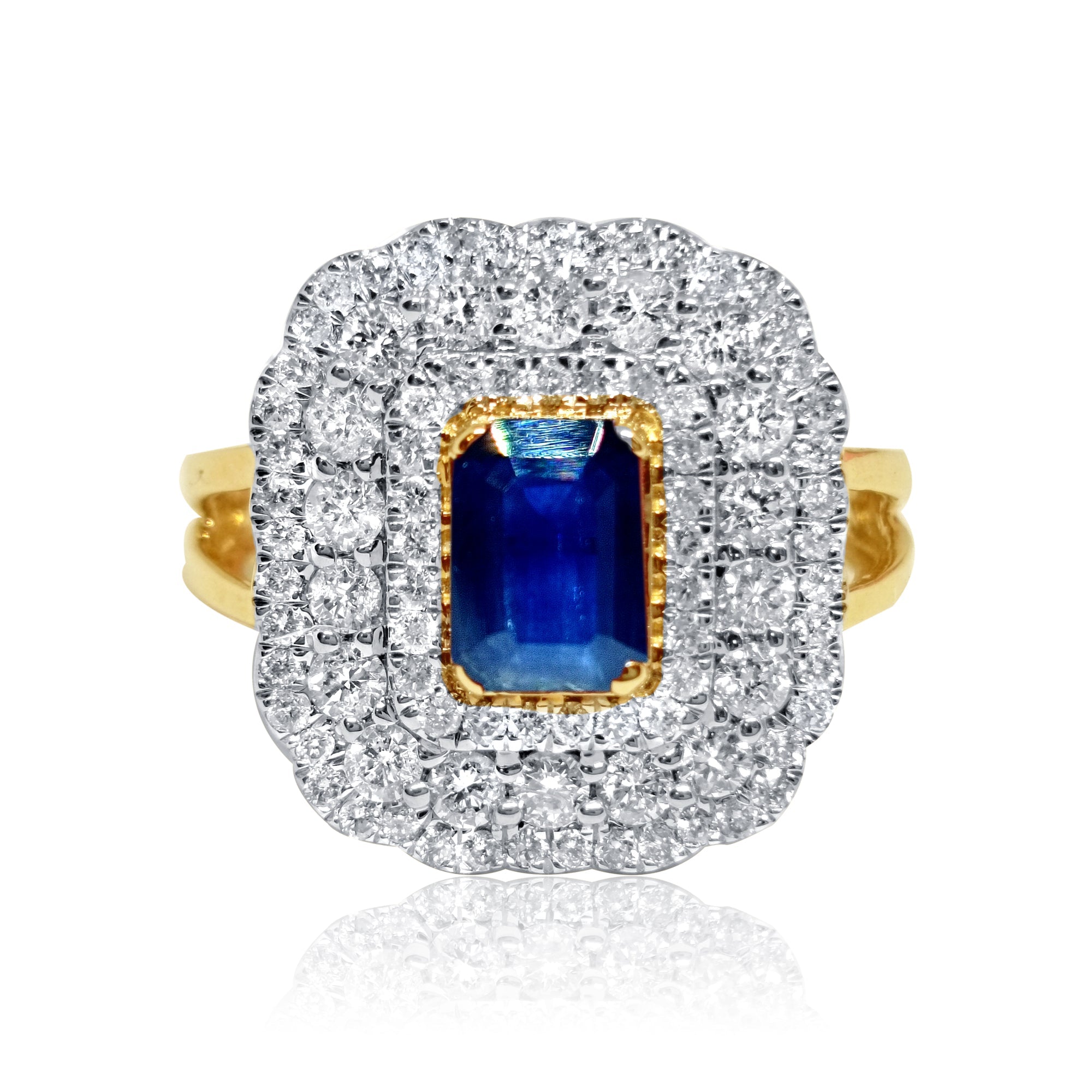 14K Solid Gold  2.11ctw Diamond with Gem Stone Womens Rings
